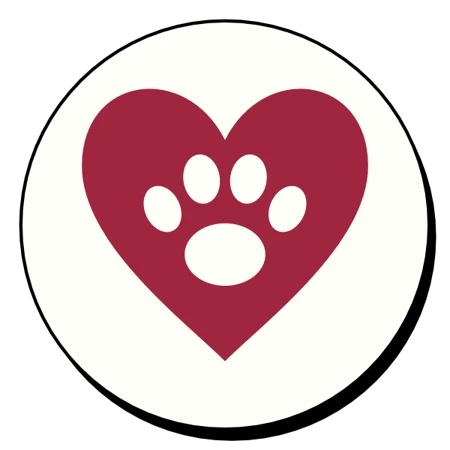 Paw-ever concept: a heart with a paw-shaped cutout